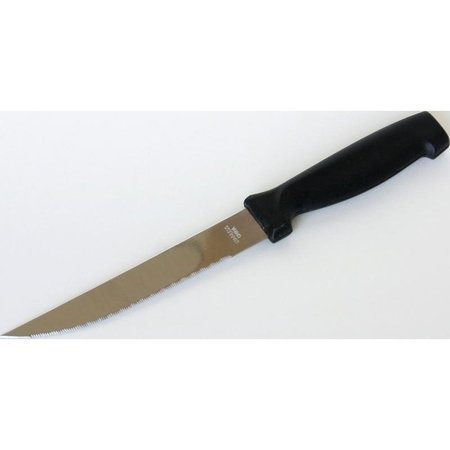 CHEF CRAFT Utility Knife, Stainless Steel Blade, Plastic Handle, Black Handle, Serrated Blade 20883